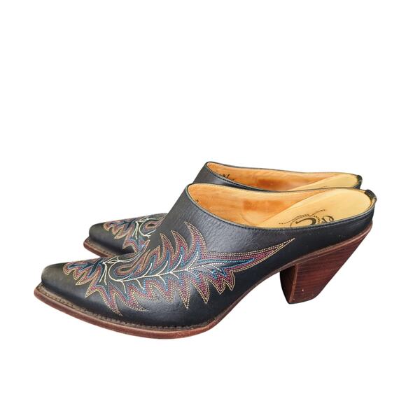 Lucchese Charlie 1 Horse Mayela Slide Western Mules Embroidered Cowgirl Sz 6.5B - Picture 2 of 8